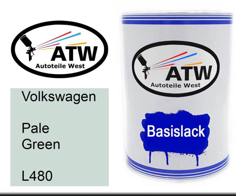 Volkswagen, Pale Green, L480: 500ml Lackdose, von ATW Autoteile West.